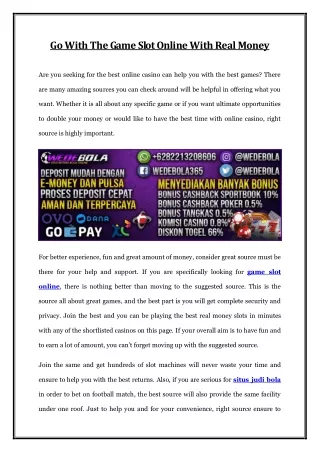 go with the game slot online with real money
