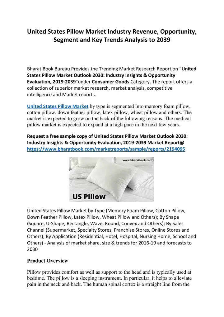 united states pillow market industry revenue
