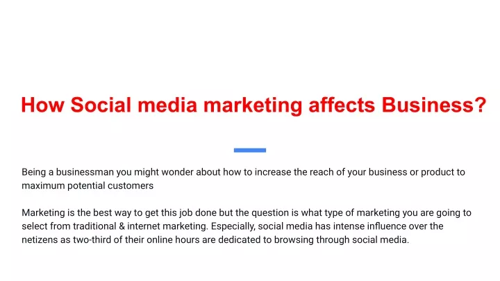 how social media marketing affects business