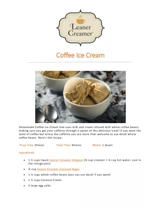 Coffee Ice Cream Recipe | Leaner Creamer