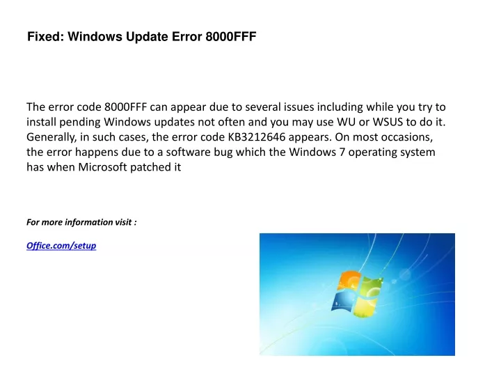 fixed windows update error 8000fff