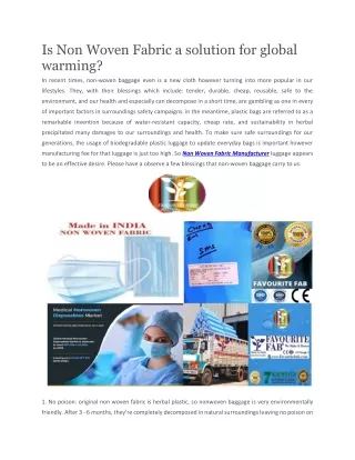 is non woven fabric a solution for global warming