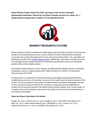 global wireless display market size 2020 upcoming