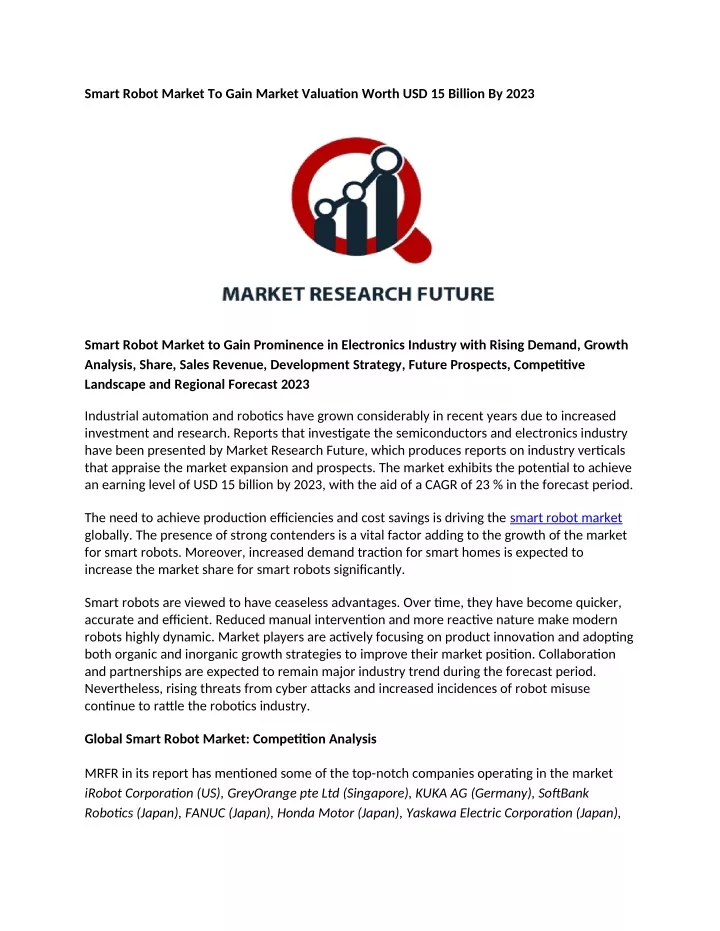 smart robot market to gain market valuation worth