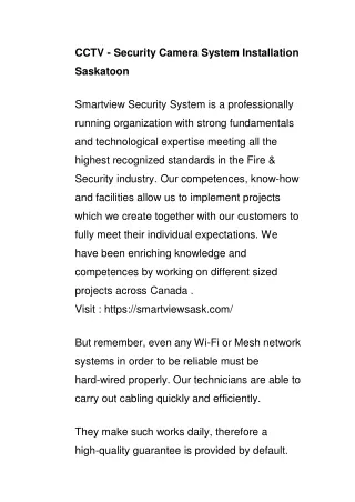 CCTV - Security Camera System Installation Saskatoon