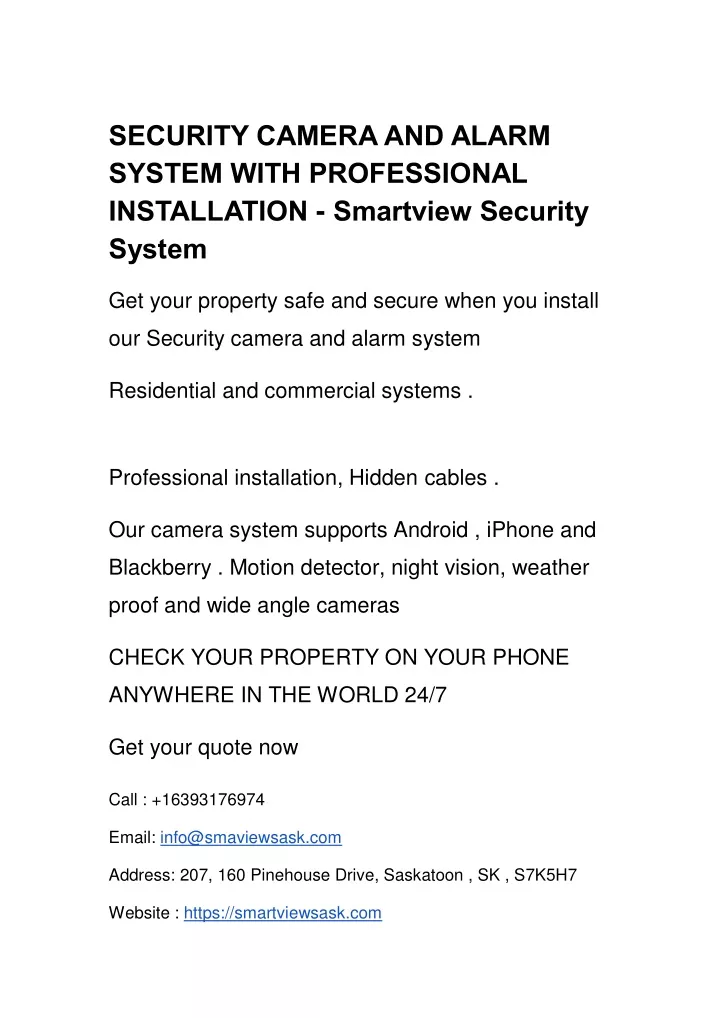 security camera and alarm system with