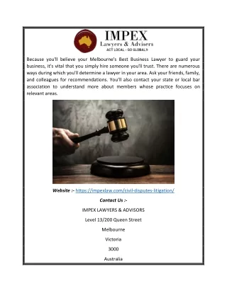 Commercial Litigation Lawyers Melbourne | Impex Law