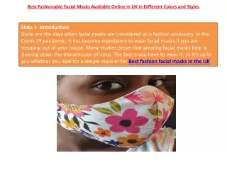 Best Fashionable Facial Masks Available Online in UK in Different Colors and Styles