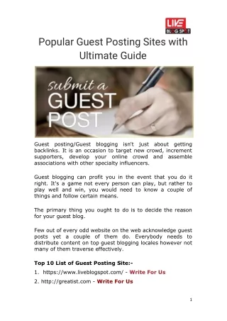 Popular Guest Posting Sites with Ultimate Guide