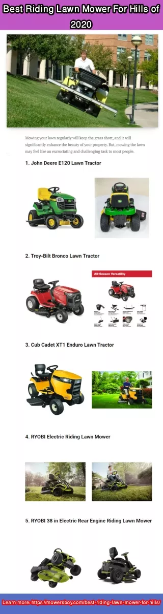 Best Riding Lawn Mower For Hills of 2020