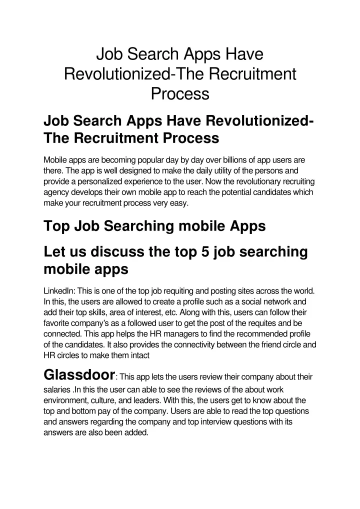 job search apps have revolutionized