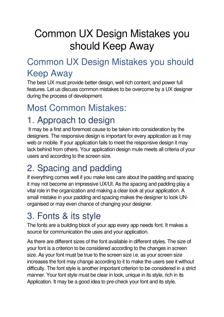 common ux design mistakes you should keep away