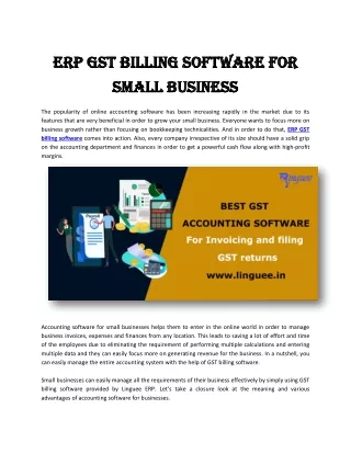 ERP GST Billing Software for Small Business