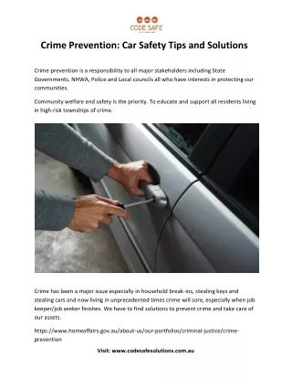 Crime Prevention: Car Safety Tips and Solutions