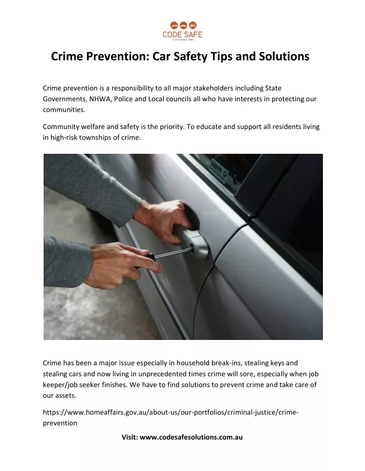 crime prevention car safety tips and solutions