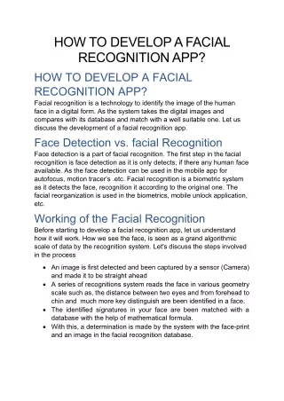 how to develop a facial recognition app