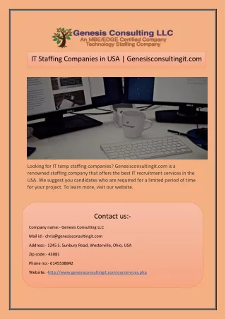 IT Staffing Companies in USA | Genesisconsultingit.com