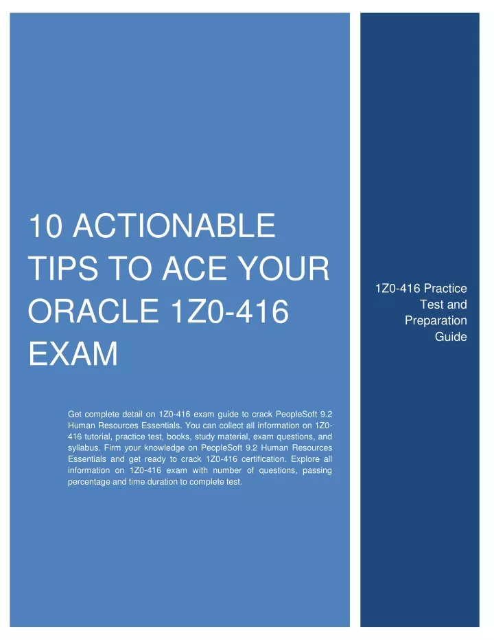 10 actionable tips to ace your oracle 1z0 416 exam