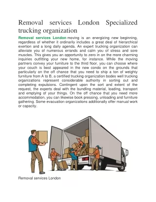 removal services london specialized trucking