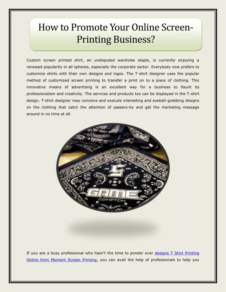 how to promote your online screen printing