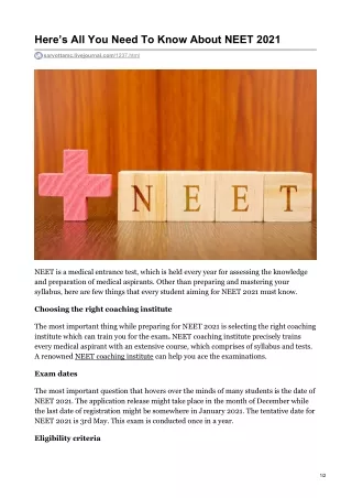 Here’s All You Need To Know About NEET 2021