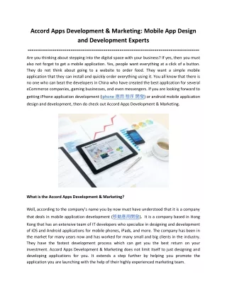 Accord Apps Development & Marketing: Mobile App Design and Development Experts
