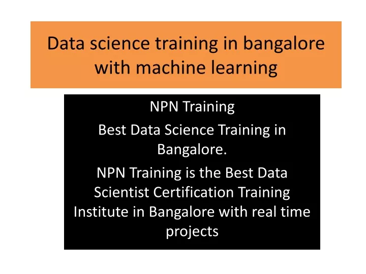 data science training in bangalore with machine learning