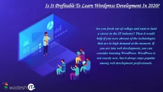 is it profitable to learn wordpress development