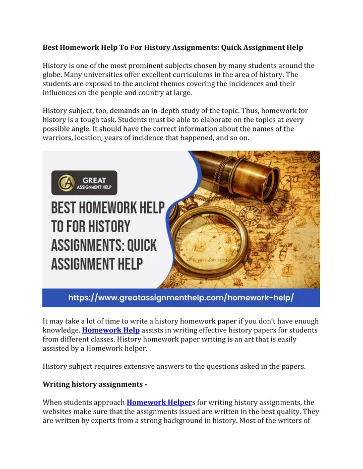 best homework help to for history assignments