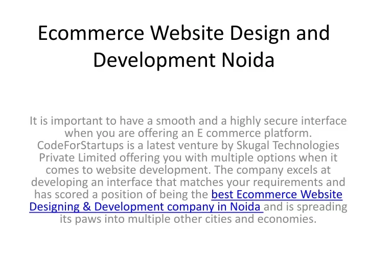 ecommerce website design and development noida