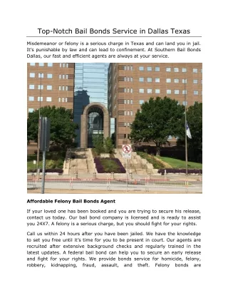Top-Notch Bail Bonds Service in Dallas Texas