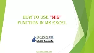 How to use “MIN” function in MS Excel | ExcelSirJi