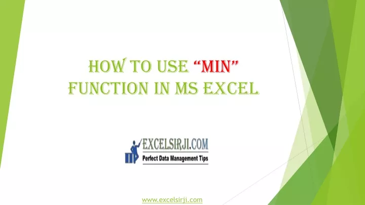 how to use min function in ms excel