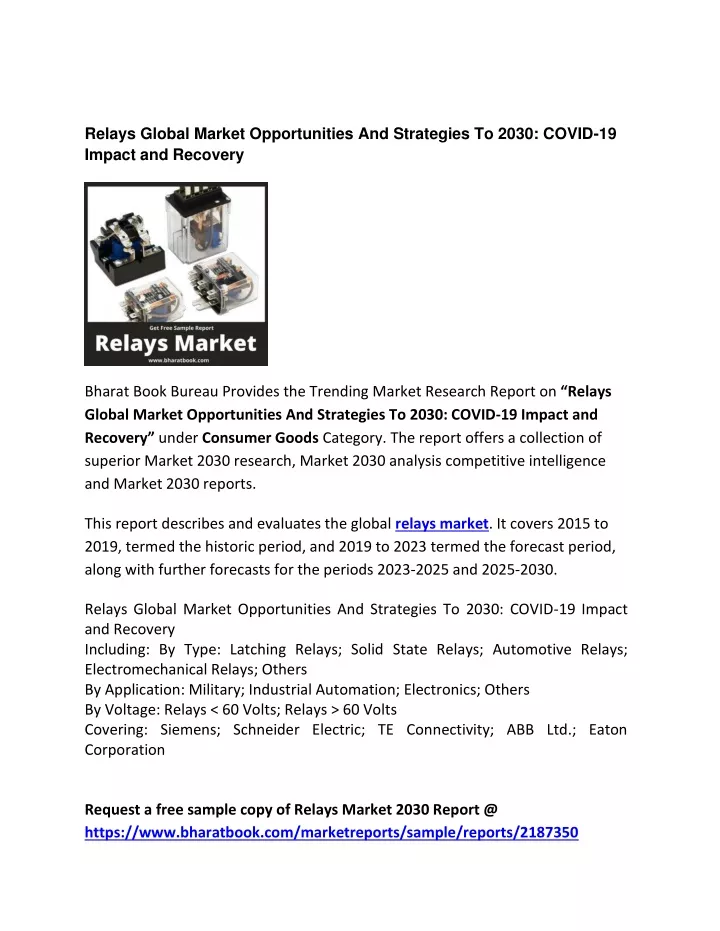relays global market opportunities and strategies