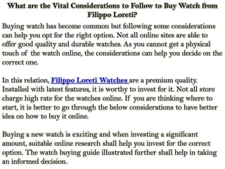 what are the vital considerations to follow