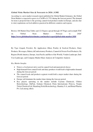 global nisin market size forecasts to 2026 gme