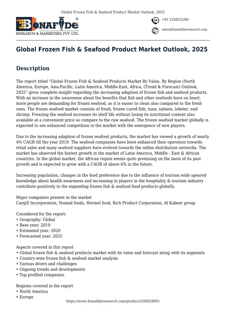 global frozen fish seafood product market outlook