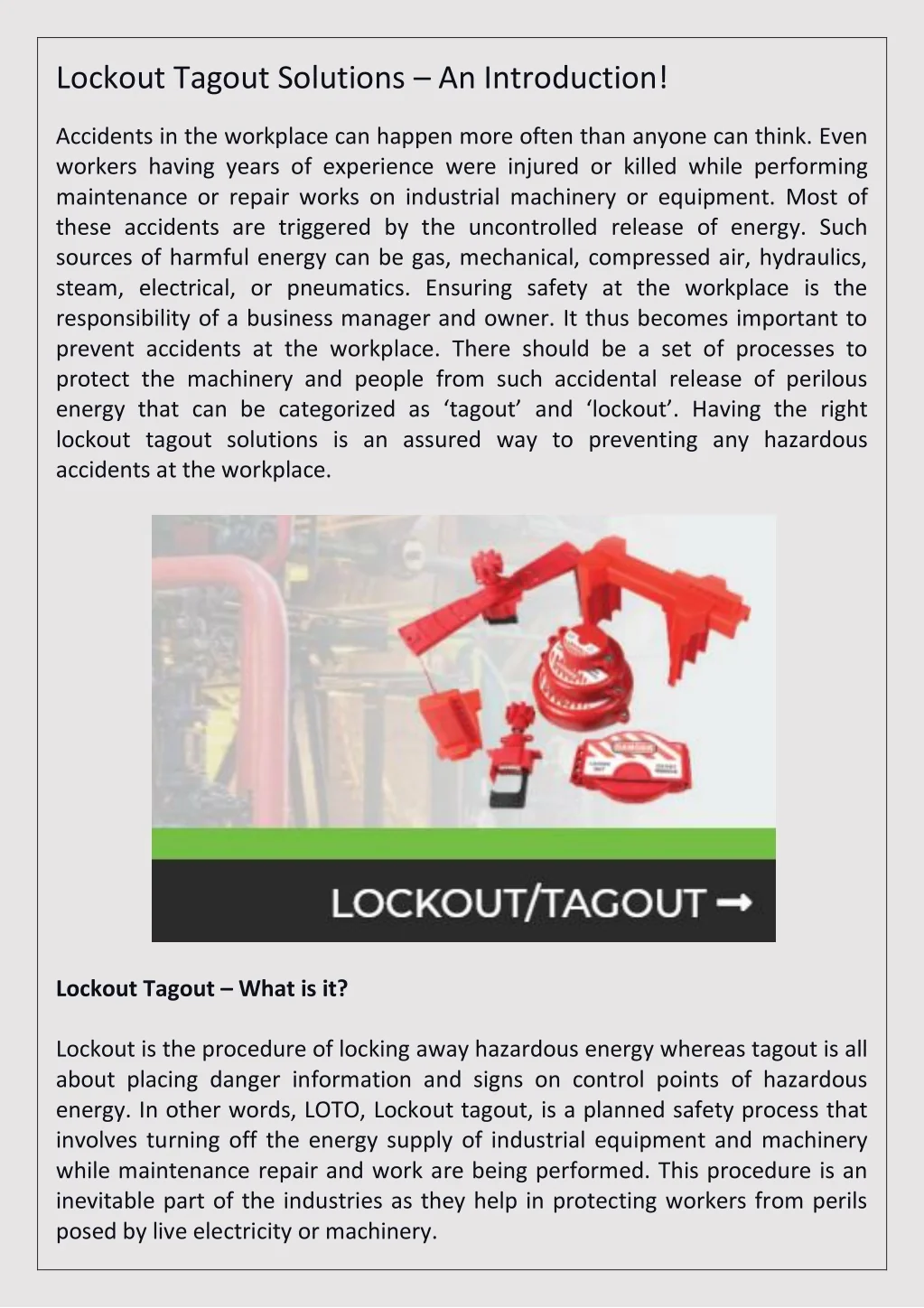 PPT - Lockout Tagout Solutions – An Introduction! PowerPoint ...