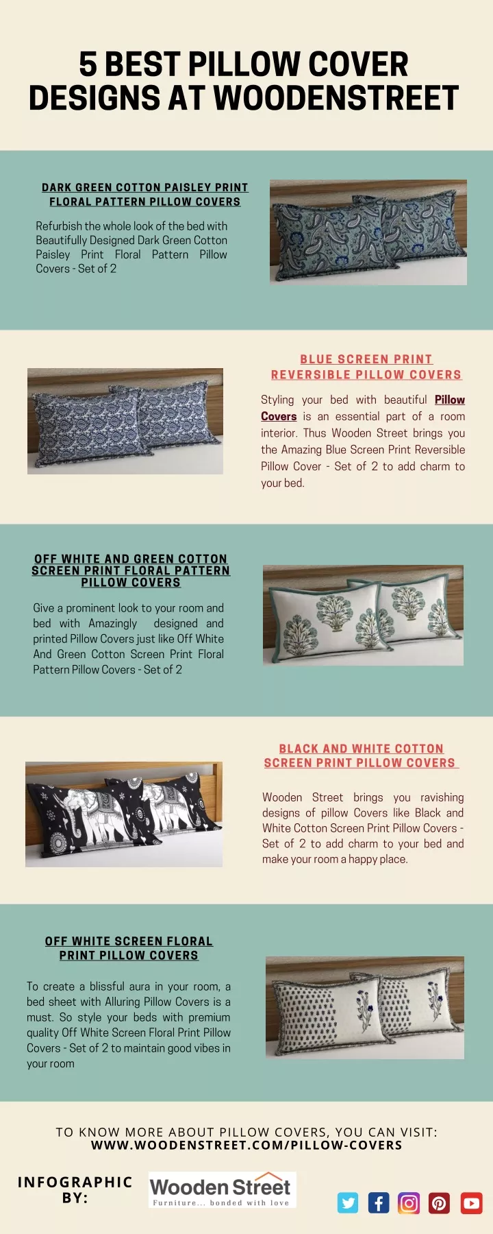5 best pillow cover designs at woodenstreet