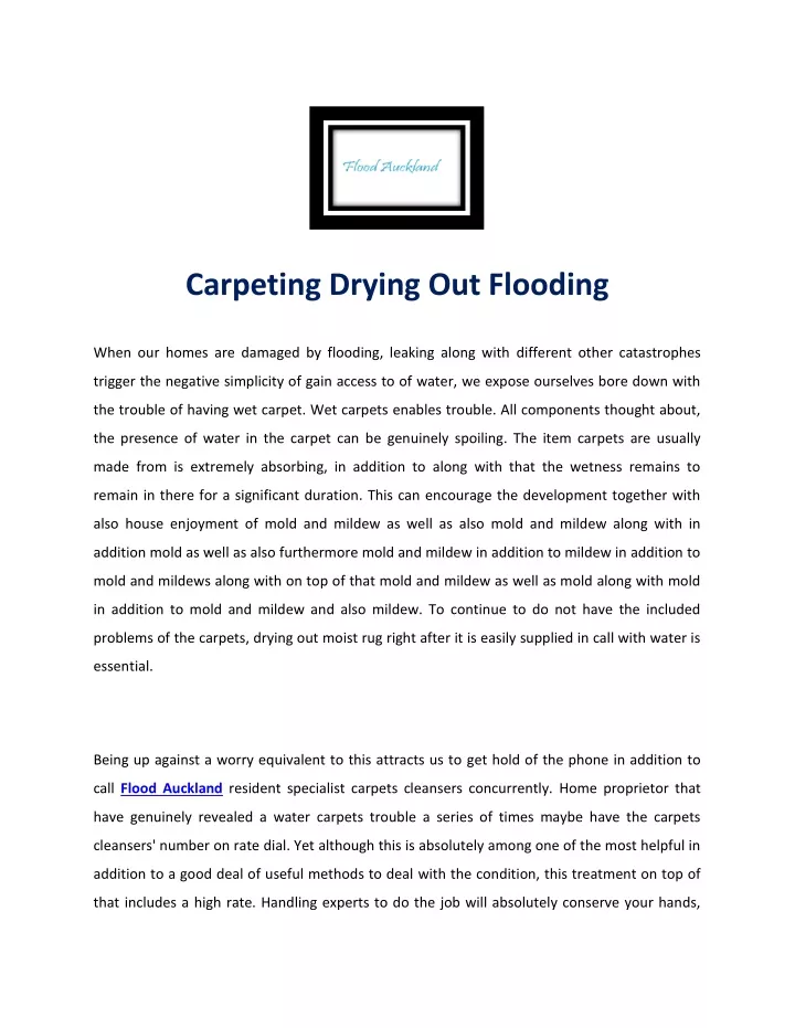 carpeting drying out flooding