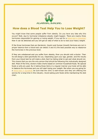 How does a Blood Test Help You to Lose Weight?