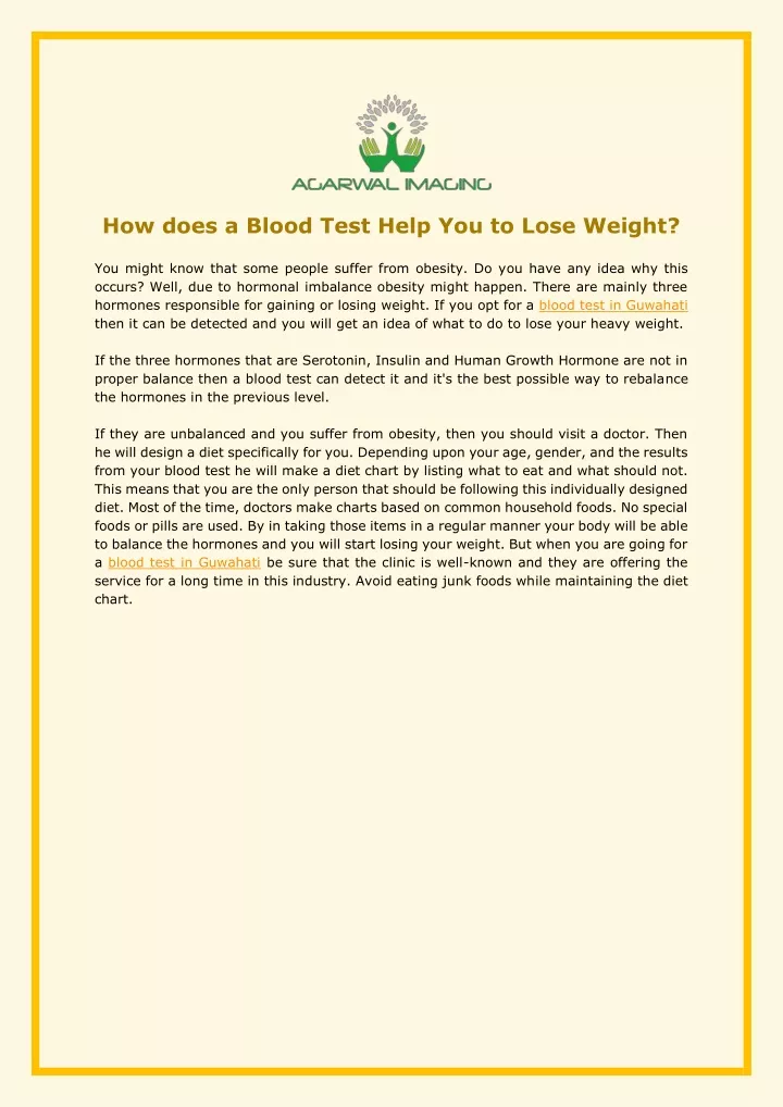 how does a blood test help you to lose weight