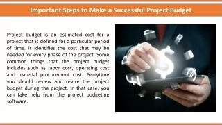 Important Steps to Make a Successful Project Budget