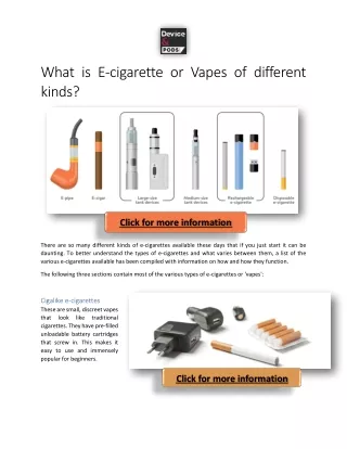 What are E-cigarette or Vapes of different kinds