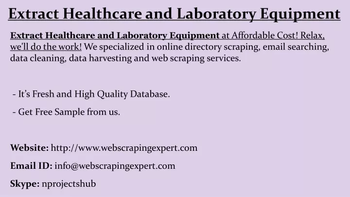 extract healthcare and laboratory equipment