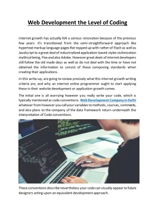 web development the level of coding