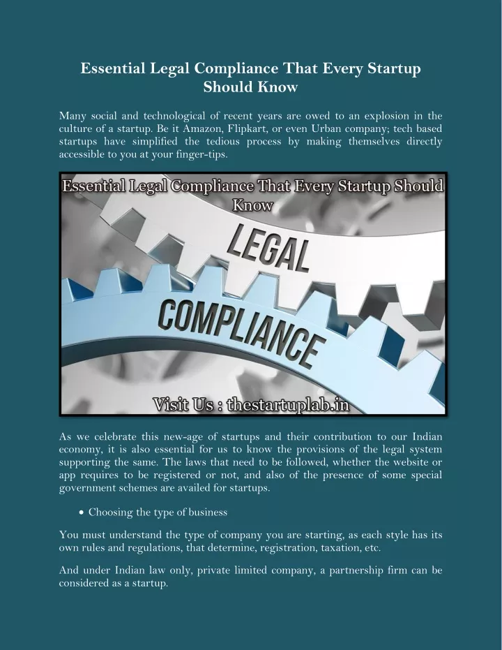 essential legal compliance that every startup