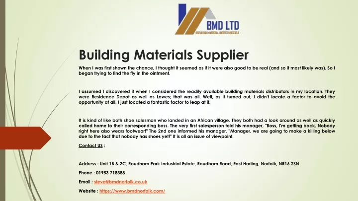 building materials supplier