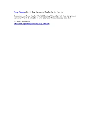 poway plumber ca 24 hour emergency plumber