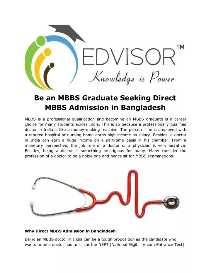 be an mbbs graduate seeking direct mbbs admission